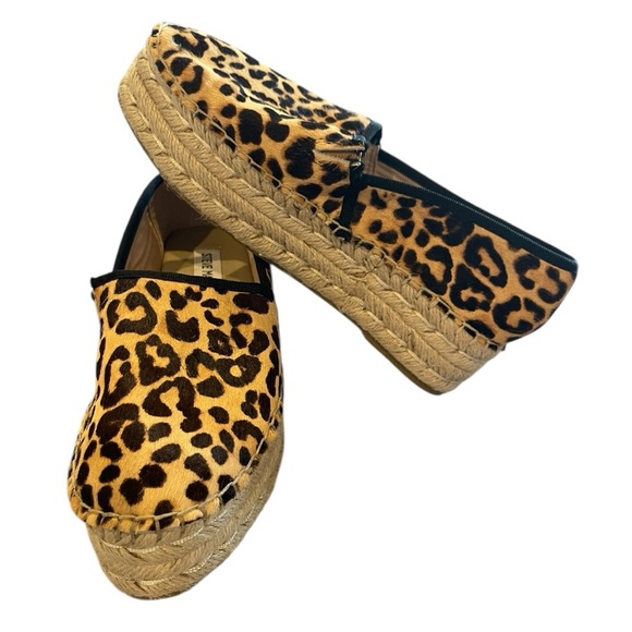 Steve Madden Alexia Leopard Print Espadrille Platform, Calf Hair Upper, NWOB, 6 - Picture 3 of 12